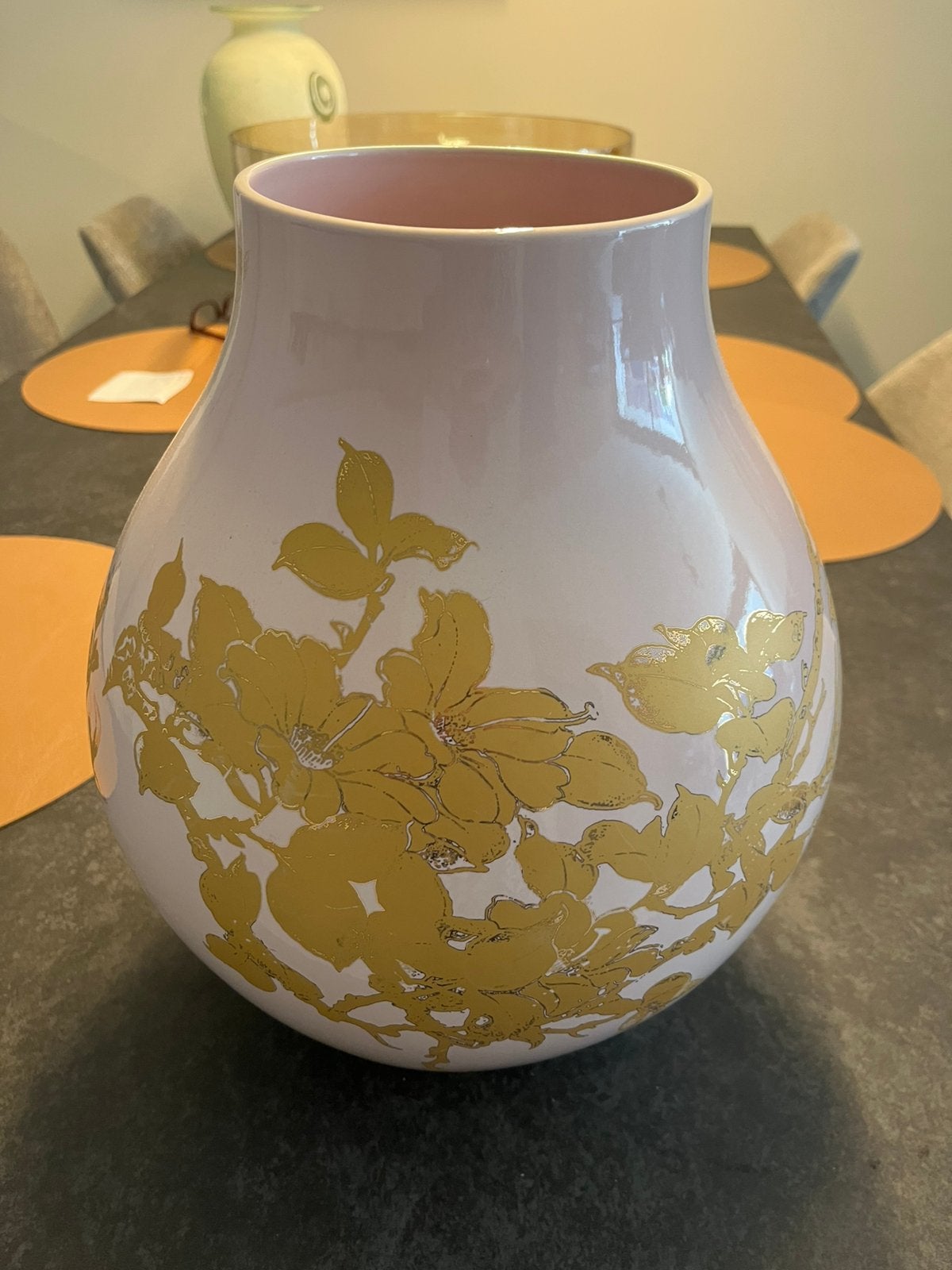 Licht roze vaas met goud , speciale editie 2005, Ophalen, Nieuw, Goud, 33 cm