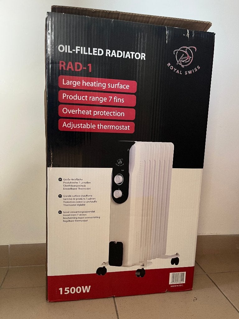 1500w Royal Swiss OLIEBADRADIATOR, Doe-het-zelf en Bouw, Verwarming en Radiatoren, Ophalen, 30 tot 80 cm, Radiator, Minder dan 60 cm