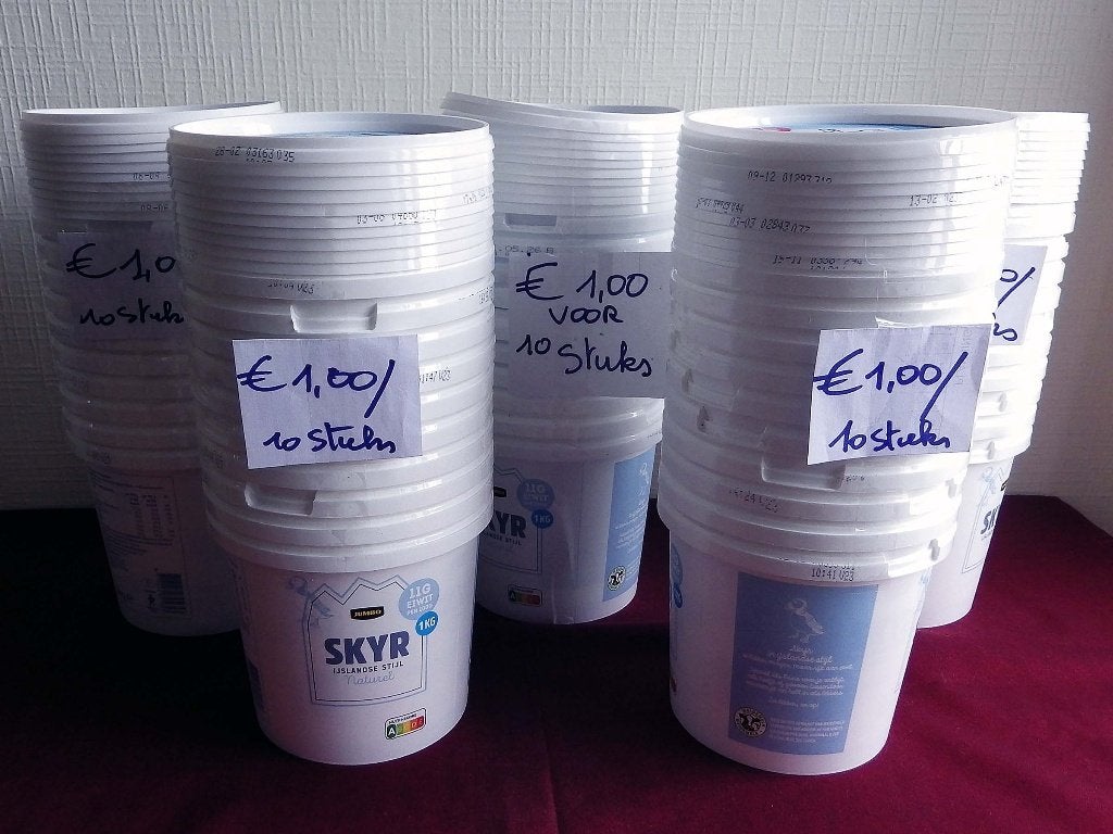 Herbruikbare Lege Yoghurtpotten (50 stuks), Enlèvement, Comme neuf, Plastique, Blanc