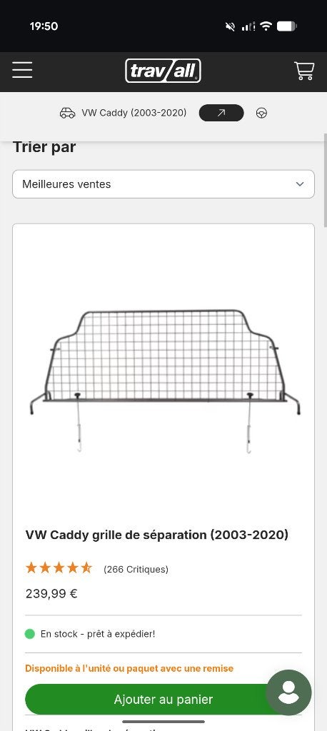 VW Caddy grille de séparation/protection (2003-2020), Enlèvement, Neuf, Volkswagen