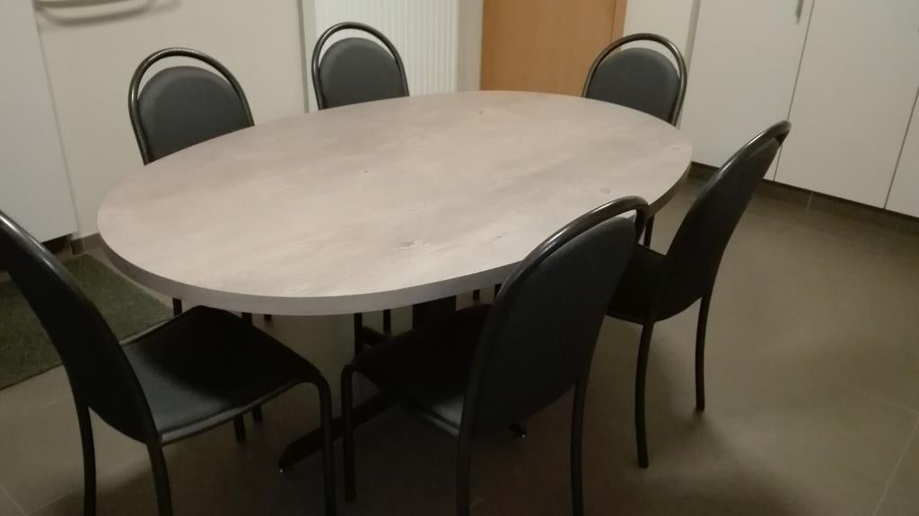 Ovale tafel eetkamer modern beige/wit, Enlèvement