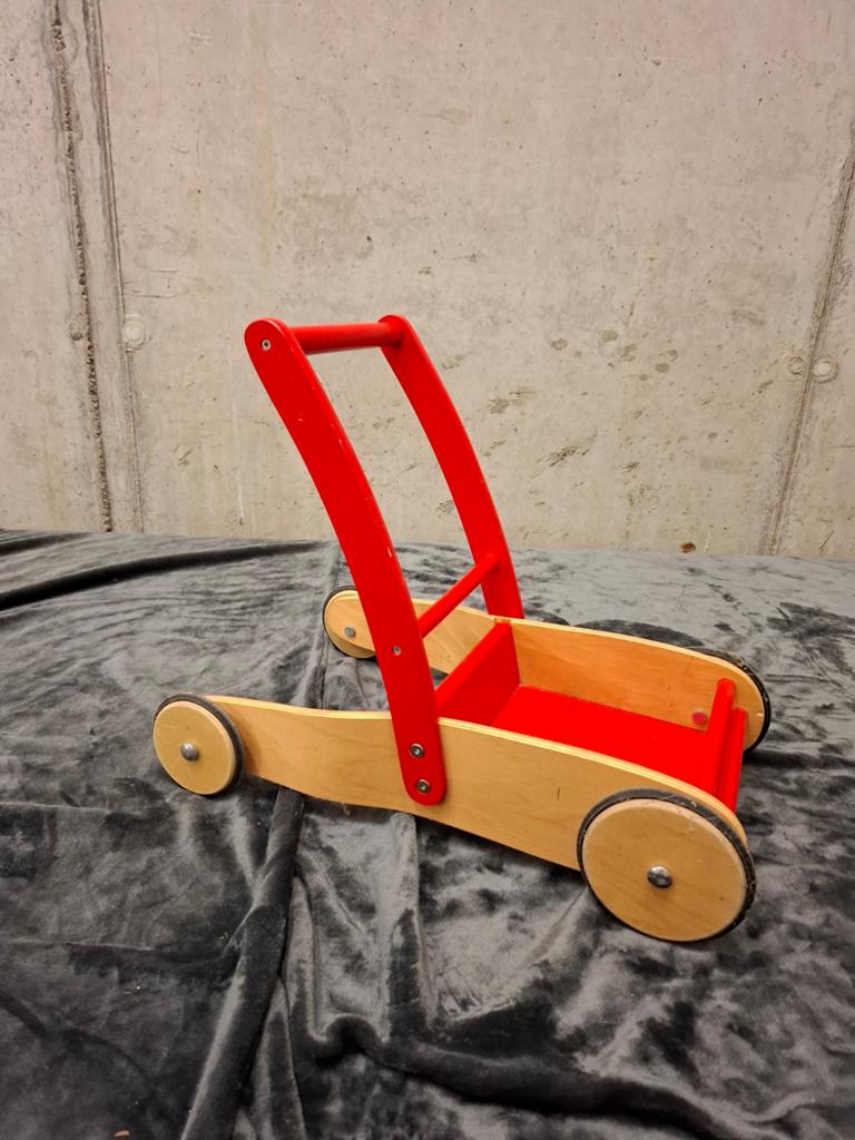 Houten loopkar. (Vintage) met opbergvak voor blokjes, poppen, Ophalen