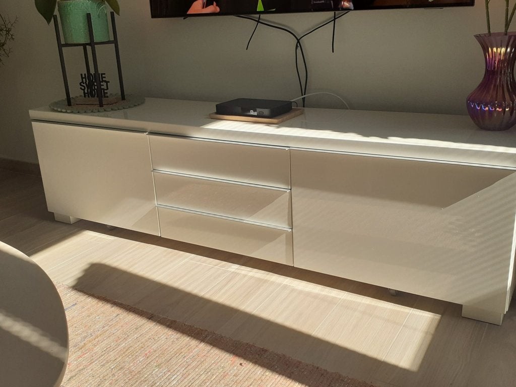 Moderne tv kast, Ophalen, 150 tot 200 cm, Zo goed als nieuw, Minder dan 100 cm