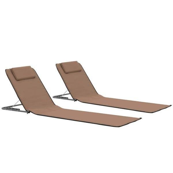 Tapis (x2)de plage pliables 2 pcs Acier et tissu marron, Enlèvement, Neuf