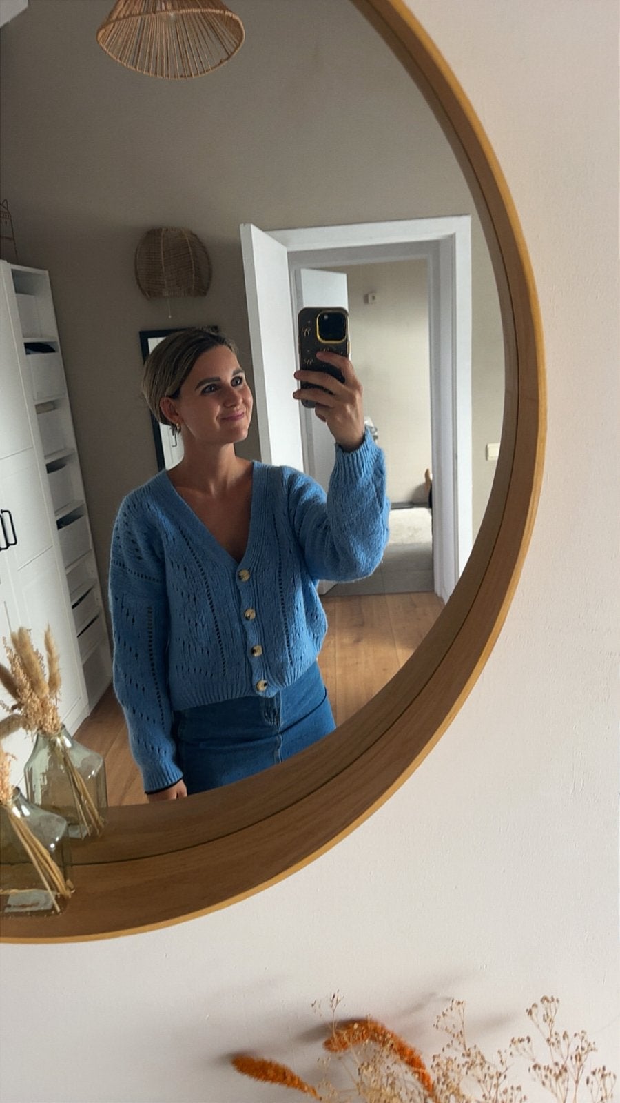 Babyblauwe gebreide gilet, Kleding | Dames, Ophalen of Verzenden, Zo goed als nieuw