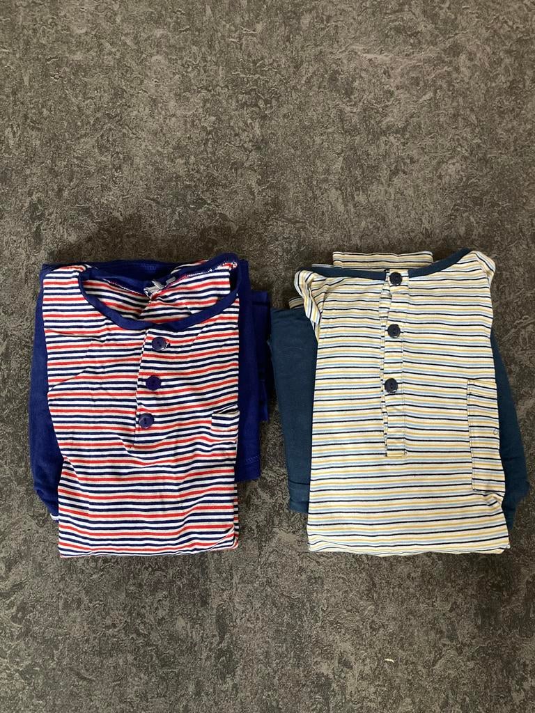 2 pyjama's M - wit/geel/blauwe lijn - wit/blauw/rood, Kleding | Heren, Pyjama's, Ophalen of Verzenden
