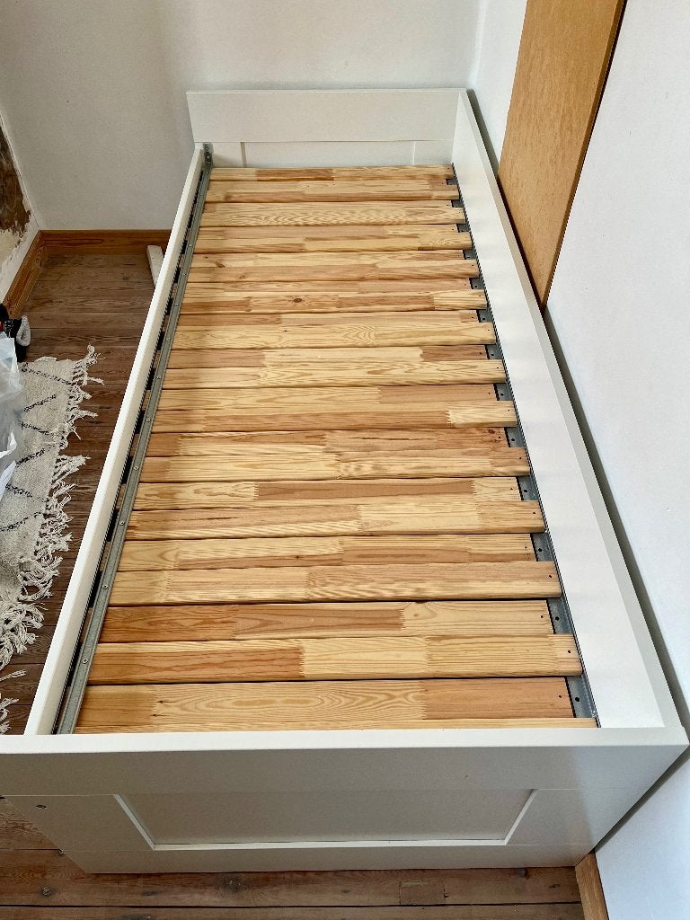 Lit gigogne IKEA Brimnes, Maison & Meubles, Scandinavisch, Une personne, Utilisé, Blanc