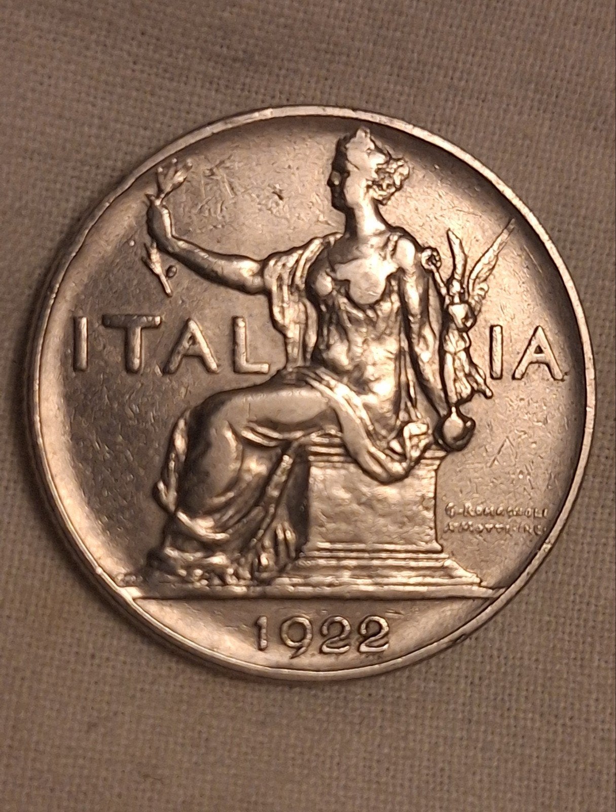 Munt Italië 1 Lira 1922 – Buono da L.1 (Nikkel), Postzegels en Munten, Verzenden, Italië