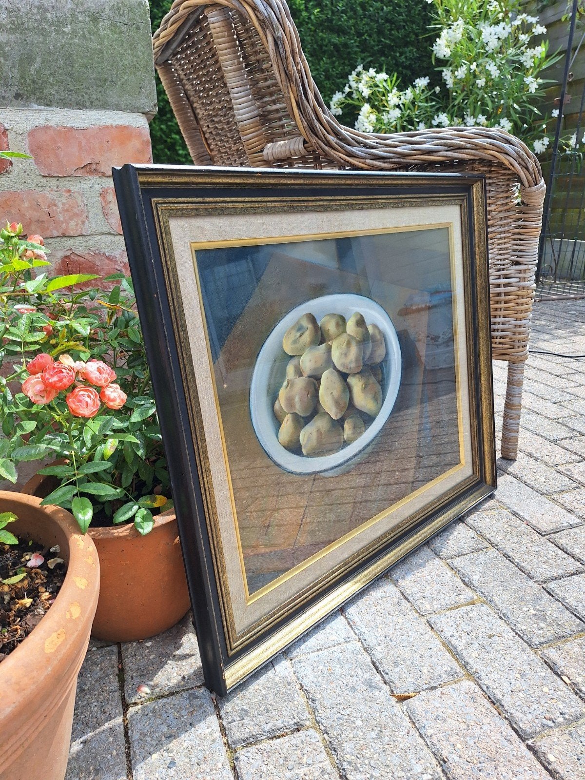 Belle œuvre en technique pastel de G. Frank de Craecke, Enlèvement, Encadré, Pastel, Nature morte