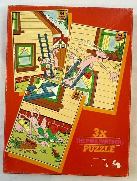 De Roze Panter 3x 54 stuks puzzel vintage 1983 Pink Panther, Verzenden, Zo goed als nieuw
