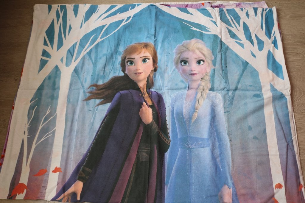 Katoenen dekbedovertrek Frozen 1 persoon, Ophalen, Gebruikt, Instopstrook, Dekbedovertrek