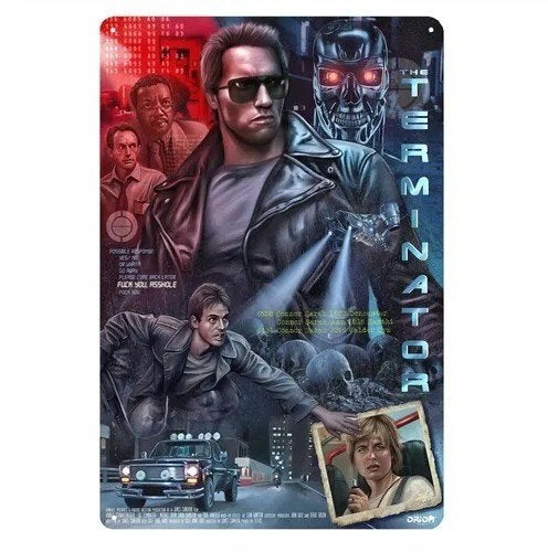 Vintage metalen bordje The Terminator (30x20cm)