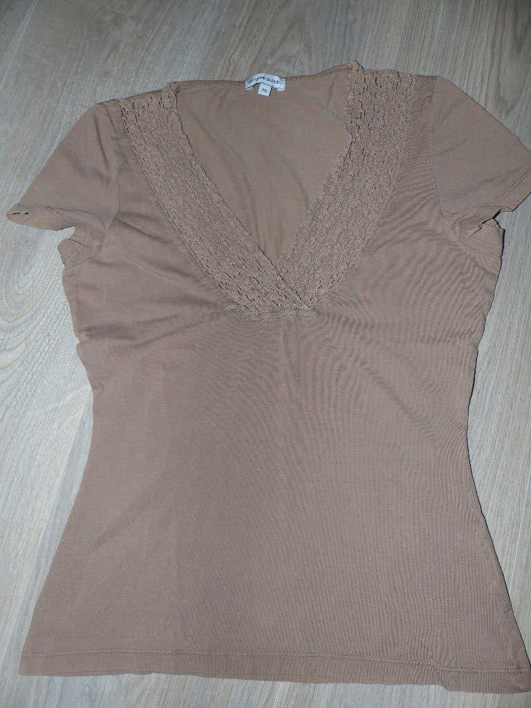 Terre Bleue bruin shirt met korte mouwen - maat 36, Kleding | Dames, Bruin, Terre Bleue, Ophalen of Verzenden, Zo goed als nieuw