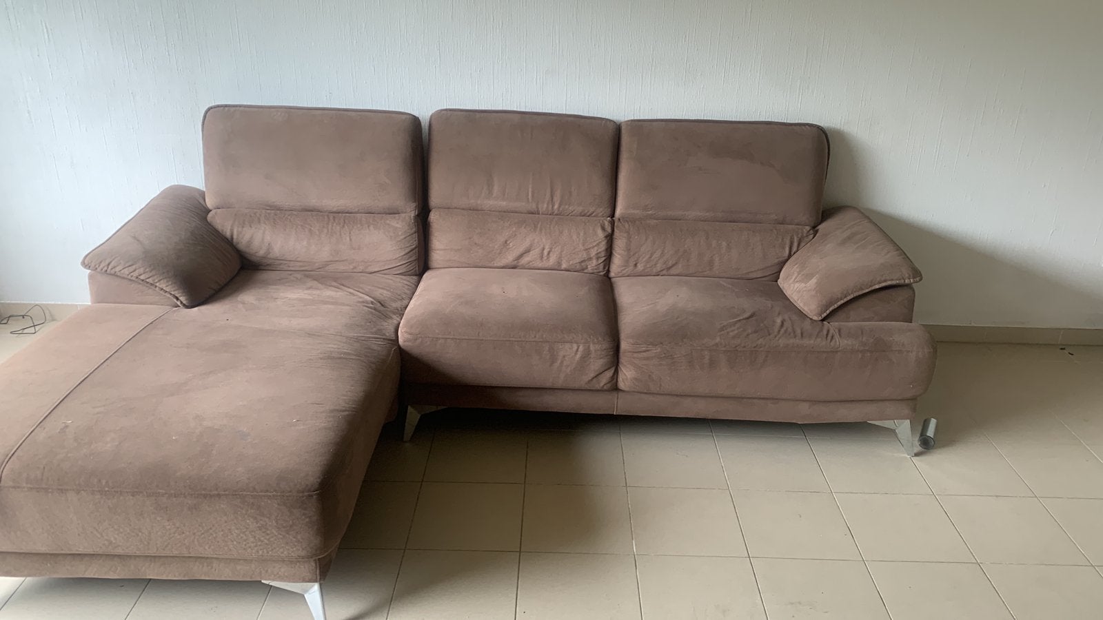 2 stukken zetel bruin moest snel weg, Ophalen, Gebruikt, Stof