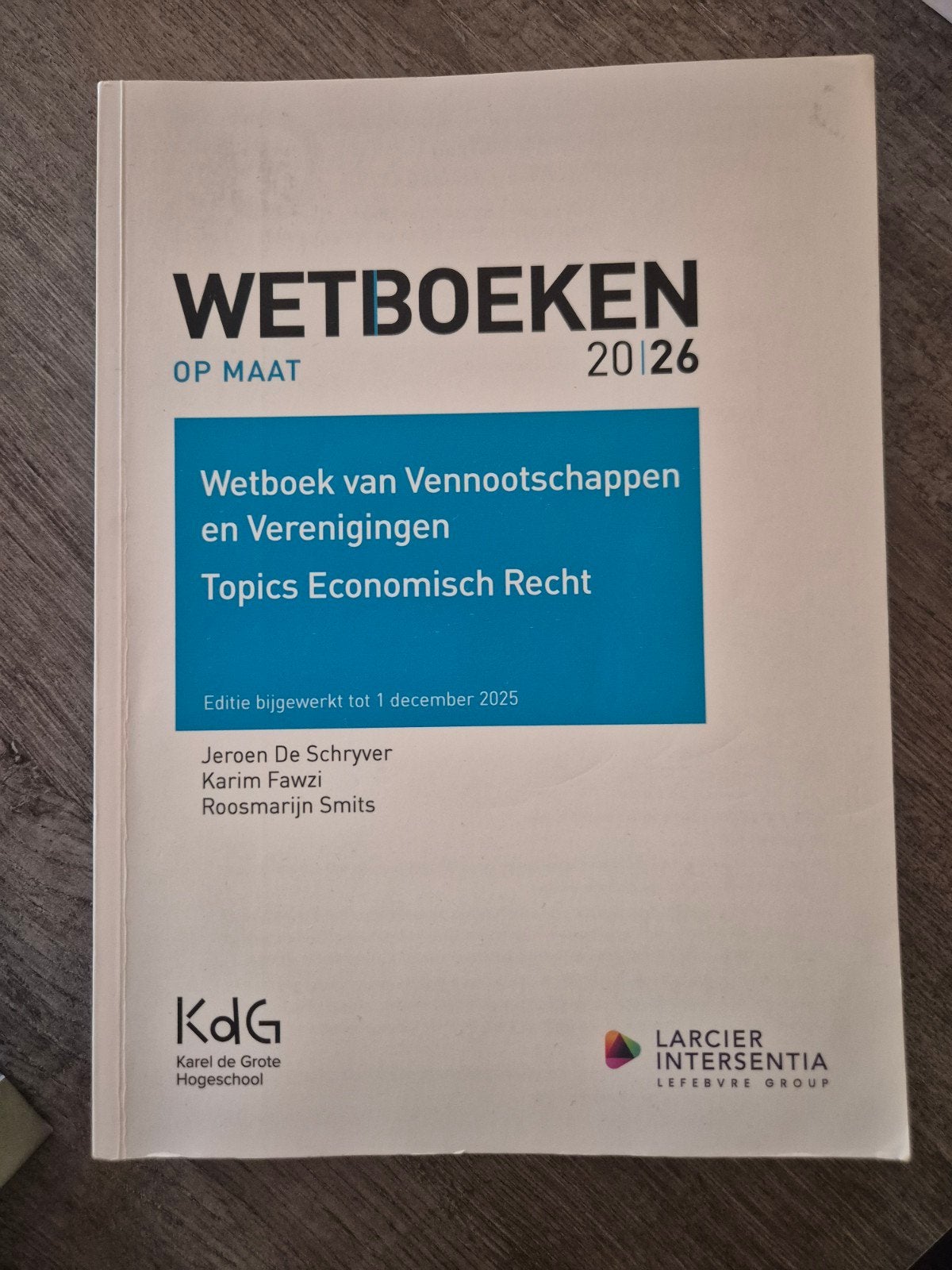 Wetboek van Vennootschappen en Verenigingen, Boeken, Ophalen, Zo goed als nieuw, Hogeschool