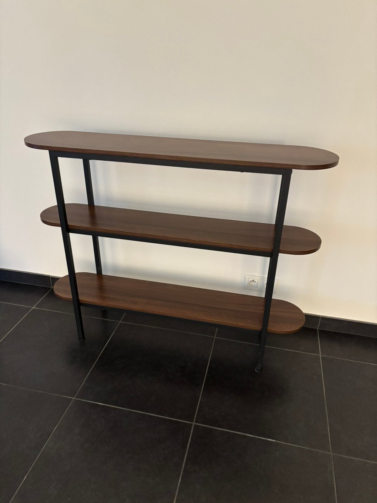 Table d'appoint avec 3 étagères en bois et métal noir, Enlèvement, Comme neuf, Métal