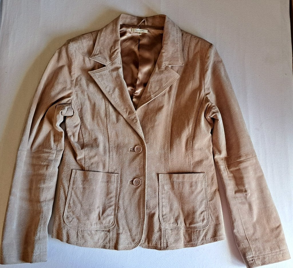 Leer blazer maat 40-42, Vêtements | Femmes, Vestes & Costumes, Taille 38/40 (M), Enlèvement ou Envoi, Beige, Comme neuf