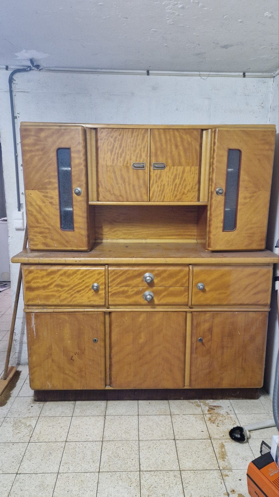 Grand buffet / vaisselier vintage années 50 Art Déco, Maison & Meubles, Enlèvement, Métal