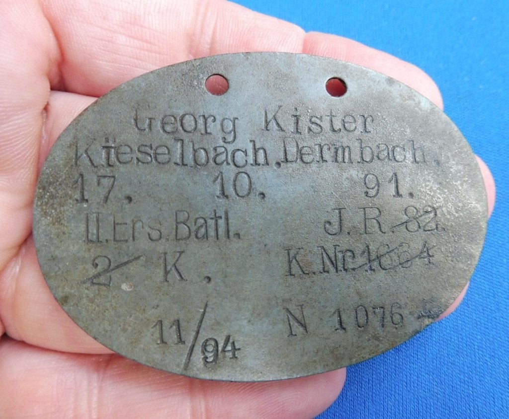WO1 Erkennungsmarke gevangen Somme Thiepval-Grandcourt, Envoi, Armée de terre, Autres types