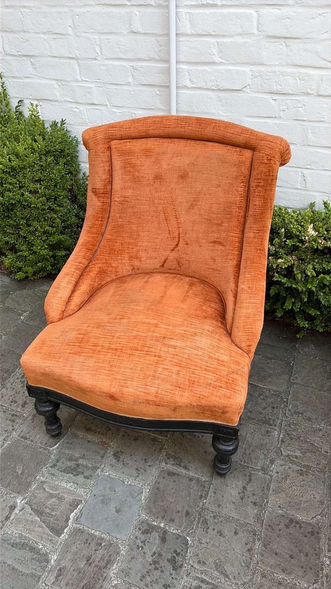 Vintage zetel - oranje vloer, Ophalen, Zo goed als nieuw