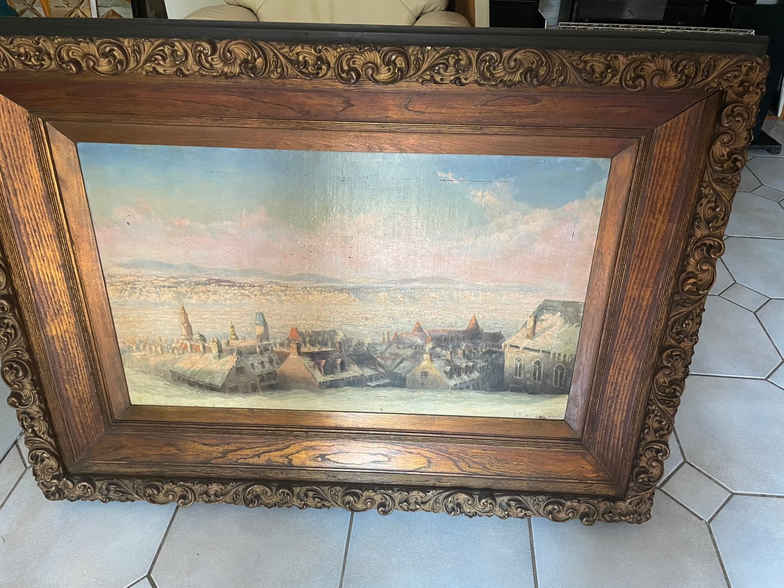 Mooi  winterlandschap van James B.Hance, Ophalen of Verzenden, Doek