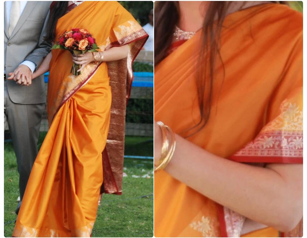 Sari, Kleding | Dames, Overige typen, Maat 42/44 (L), Oranje, Zo goed als nieuw