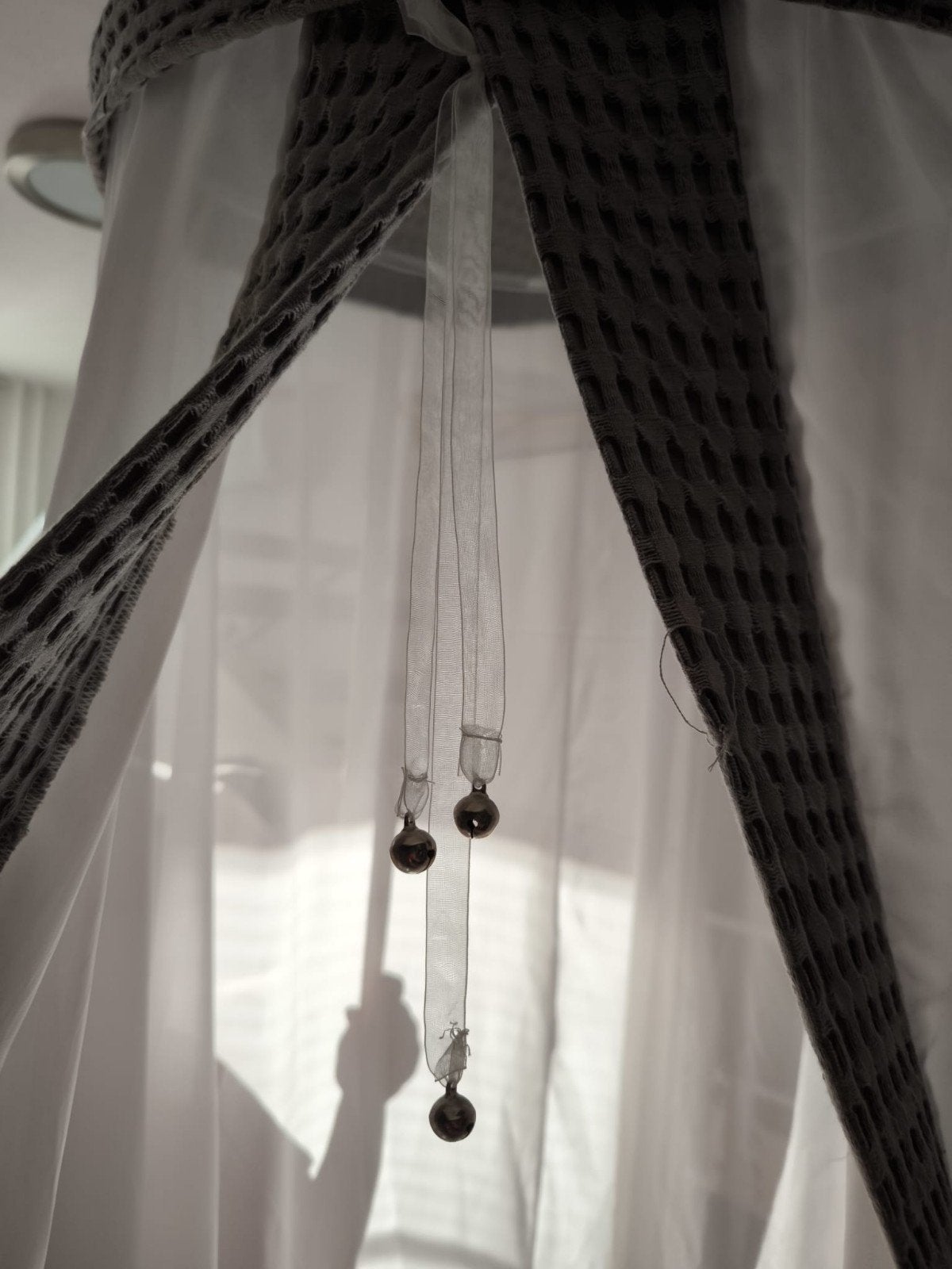 Jollein Klamboe Voile Waffle Grey met piekstok, Kinderen en Baby's, Ophalen