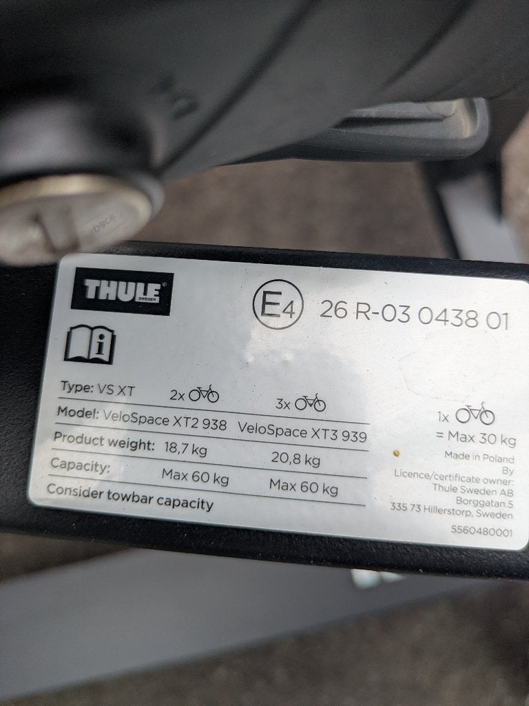 Thule VeloSpace XT 2 (938) fietsendrager voor trekhaak, Auto diversen, Fietsendragers, Ophalen, Nieuw, 2 fietsen, Trekhaakdrager