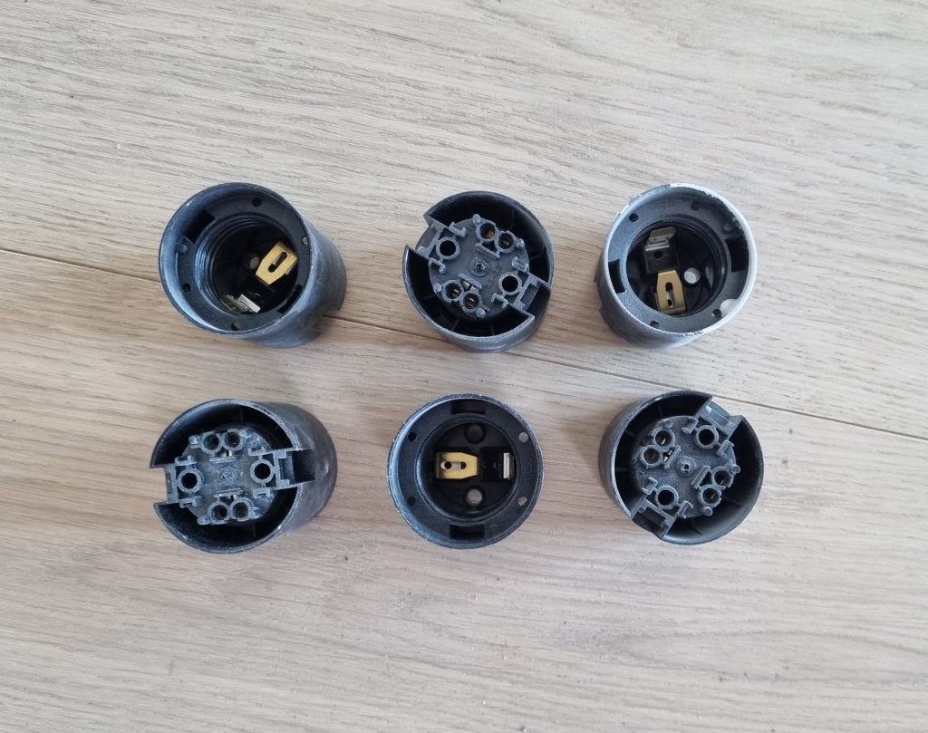 6 x klik fitting zwart type E27, Kunststof, Zwart, Zo goed als nieuw, E27 (groot)