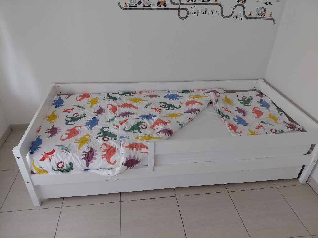 éénpersoonsbed (ev. met matras), Ophalen, 90 cm, Eenpersoons, Wit
