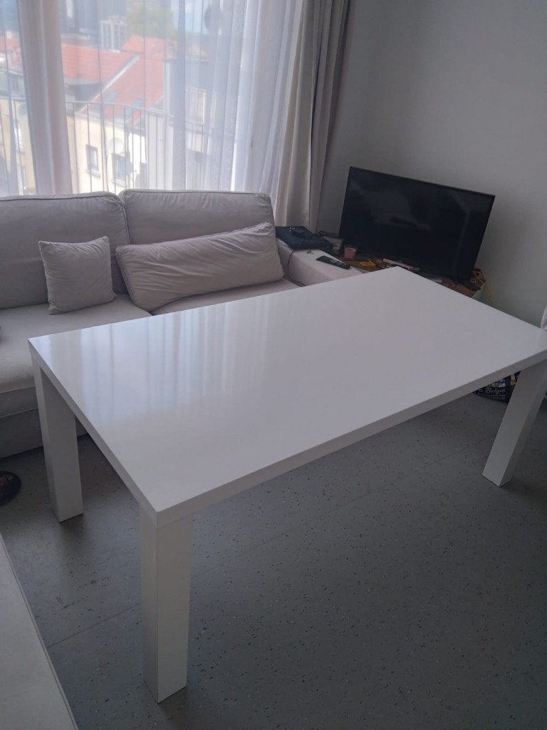 Table à manger IKEA blanche laquée (TORESUND), Ophalen, Gebruikt, 50 tot 100 cm, Vijf personen of meer