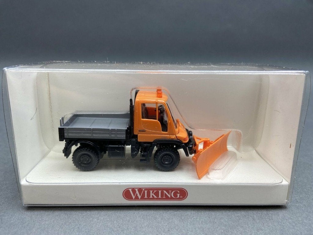 MERCEDES 4x4 Unimog Benne & Chasse-neige 1/87 HO WIKING Neuf, Ophalen, Nieuw, Hijskraan, Tractor of Landbouw, Wiking
