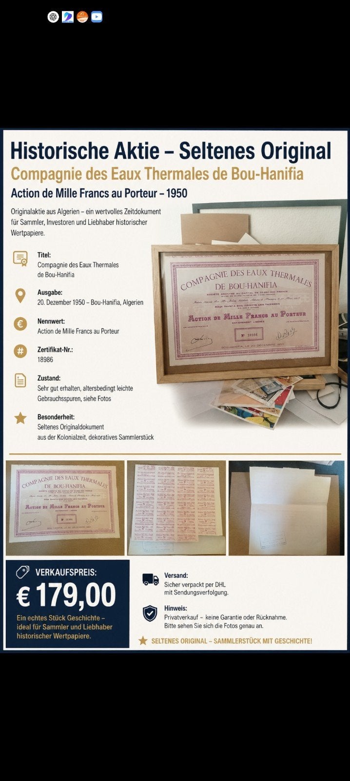 1950, Postzegels en Munten, Aandelen en Waardepapieren, Ophalen of Verzenden