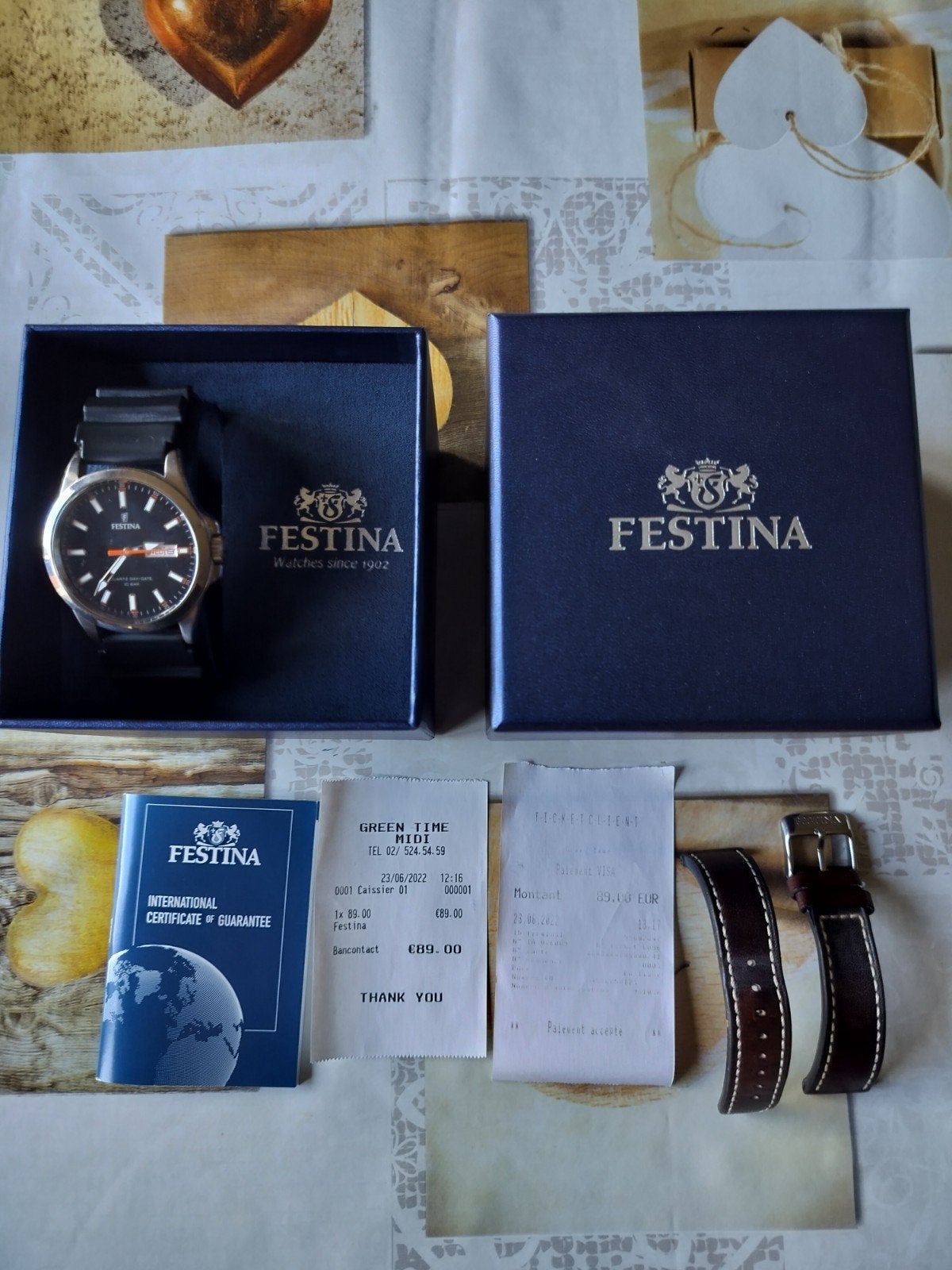 Festina day date herenhorloge, Ophalen