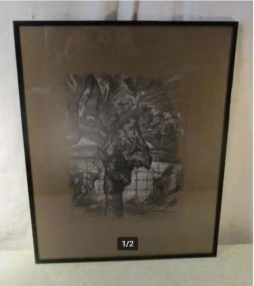 Leuke Tekening 'Rare Boom' - gesigneerd, Antiquités & Art, Art | Dessins & Photographie, Enlèvement ou Envoi, Dessin, Encadré