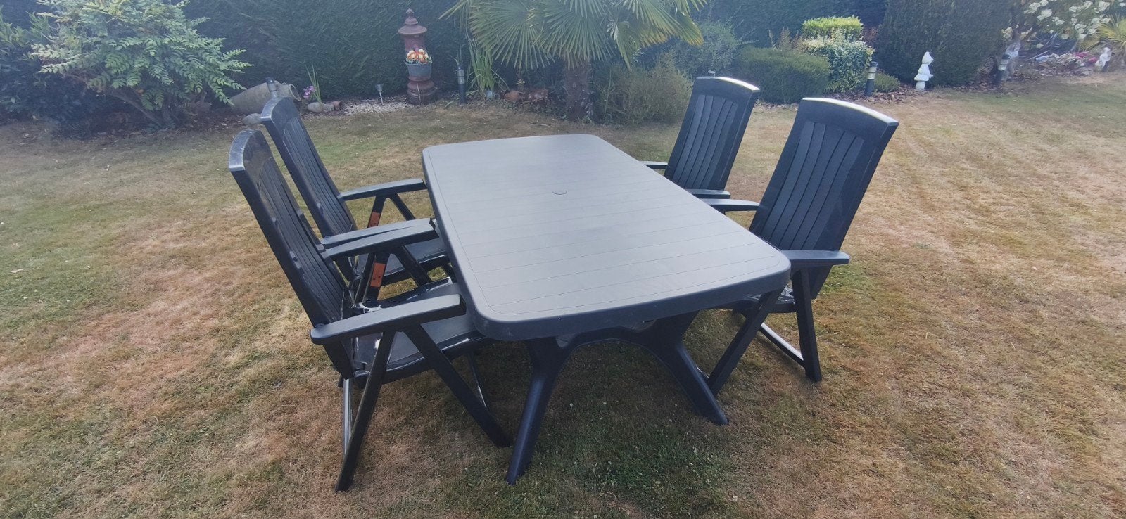 Allibert tuintafel en stoelen set kleur antraciet, Ophalen, Overige materialen, 4 zitplaatsen, Loungeset
