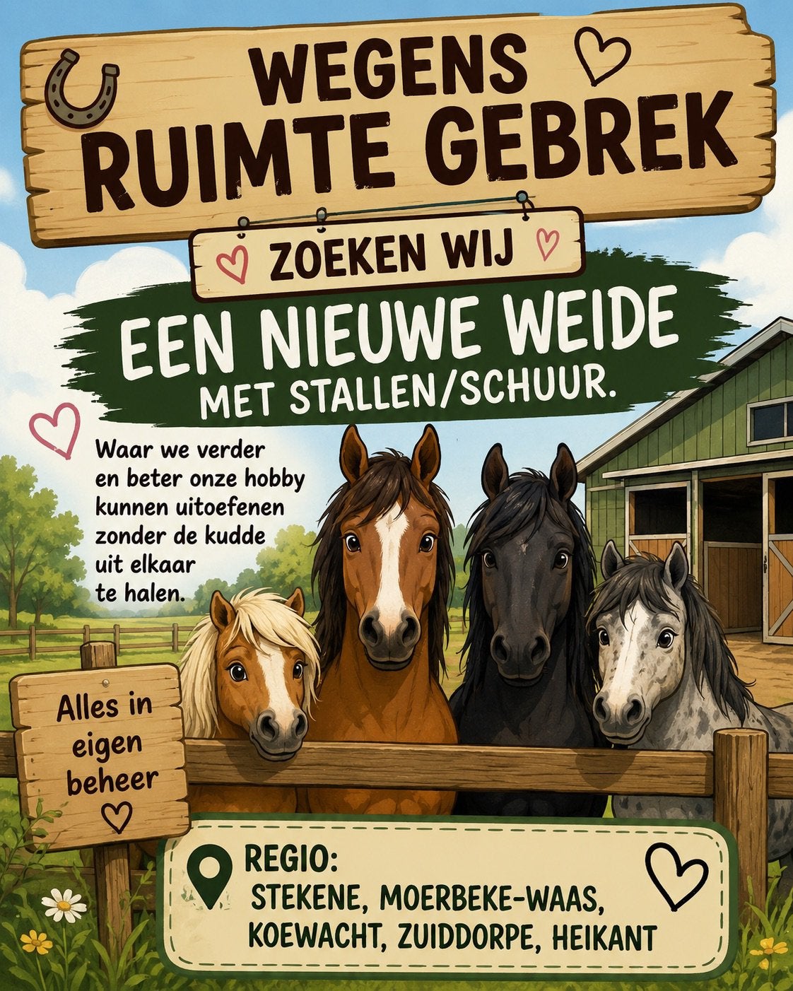 Stalling/weide gezocht, Ophalen