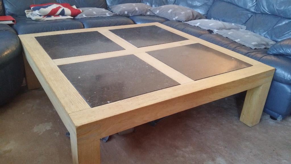 salontafel echt massief eik vierkante in goede staat, Vierkant, Ophalen of Verzenden, Overige materialen, Minder dan 50 cm