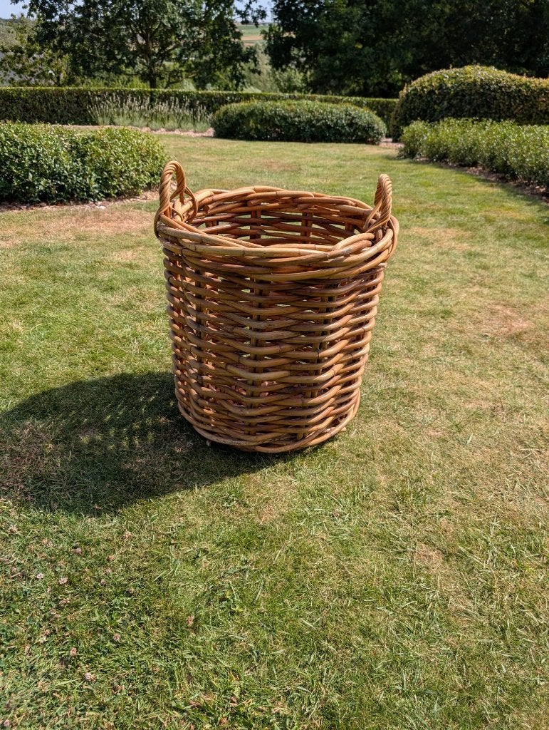Houtmand Rotan, Huis en Inrichting, Woonaccessoires | Schalen en Manden, Ophalen, Mand, Rond, Zo goed als nieuw