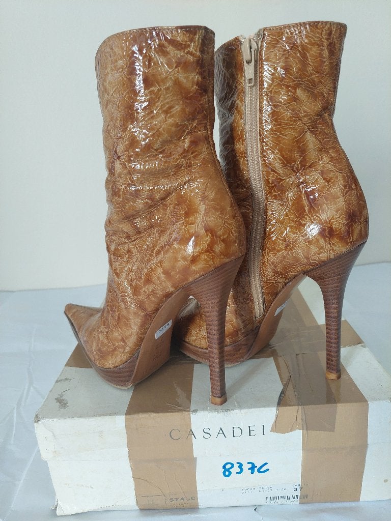 837C* Casadei sexy boots high heels (37), Brun, Porté, Bottes hautes, Casadei