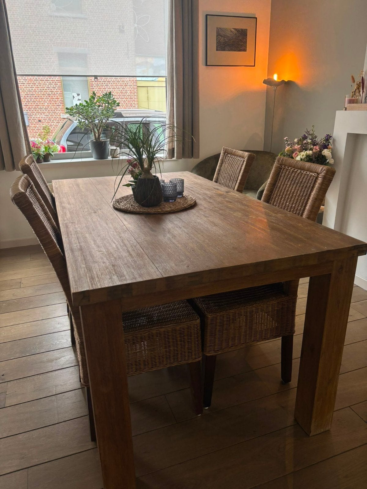 Houten tafel + stoelen (ook apart mogelijk), Huis en Inrichting, Ophalen