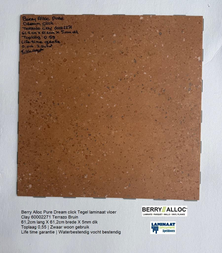 Pvc Dream Click Clay Terrazzo Bruin 61cm lang X 61cm brede, Maison & Meubles, Ameublement | Revêtements de sol, Neuf, Aggloméré