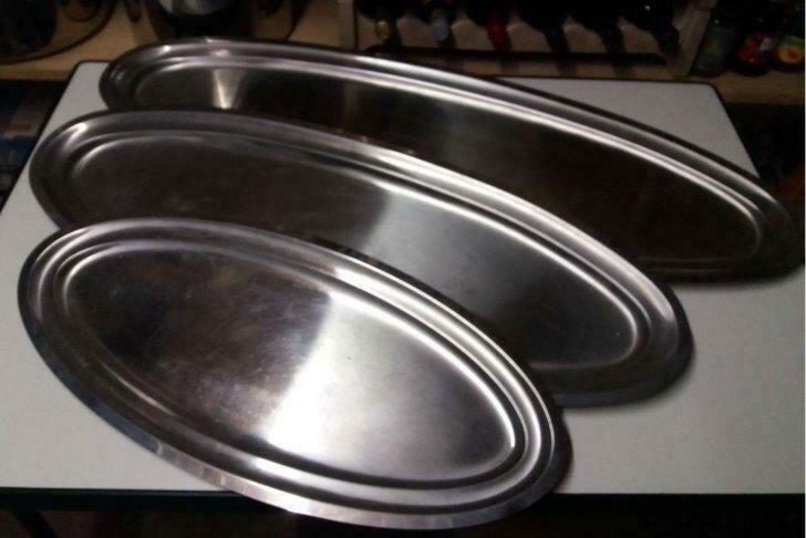 *** 3 plats en inox - ensemble un buffet froid de 2,50 m***, Enlèvement, Comme neuf, Tasse(s) et/ou soucoupe(s)