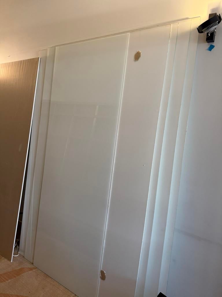 4x witte matte lacobel glaspanelen, Doe-het-zelf en Bouw, Ophalen, Zo goed als nieuw