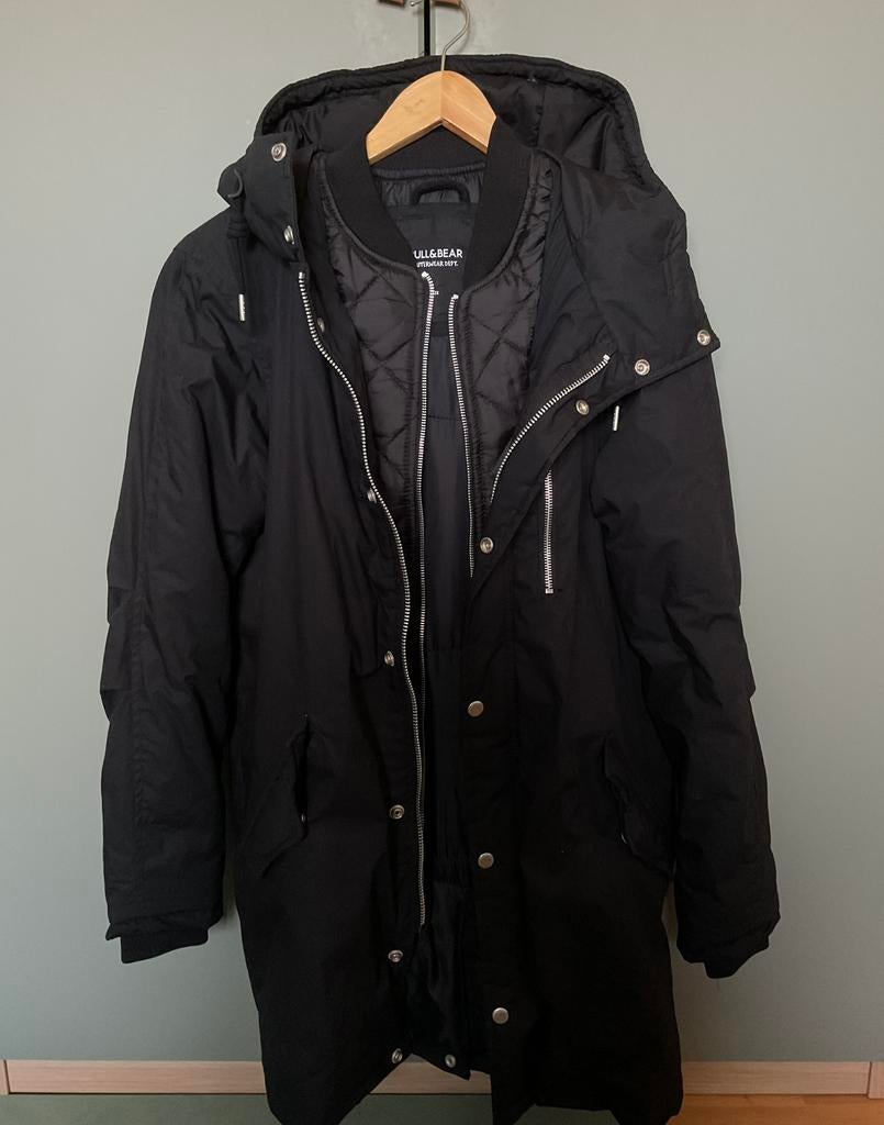 Pull & Bear, lange winterjas zwart, S, nieuw, Kleding | Heren, Jassen | Winter, Ophalen of Verzenden, Nieuw, Zwart, Pull&Bear