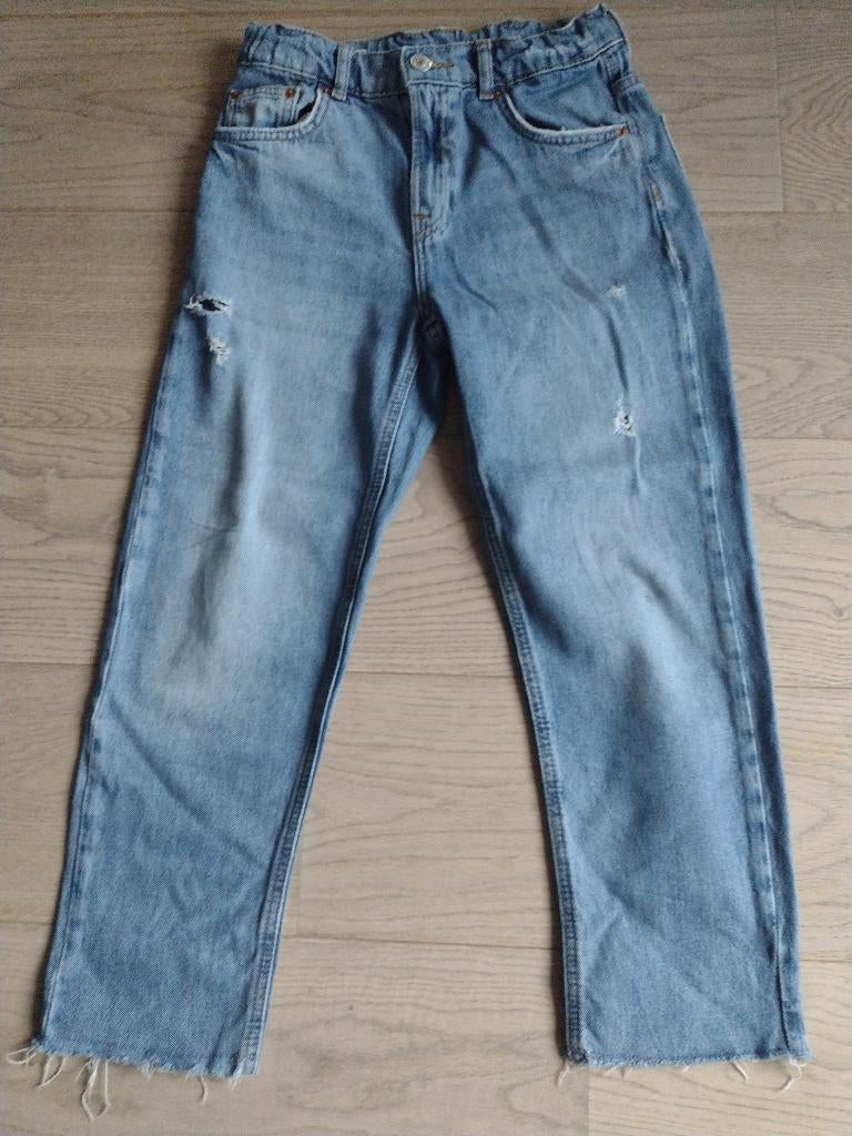 Jeans broek "destroied" look. Maat 140 - ZARA, Gebruikt, Jongen of Meisje, Zara, Ophalen