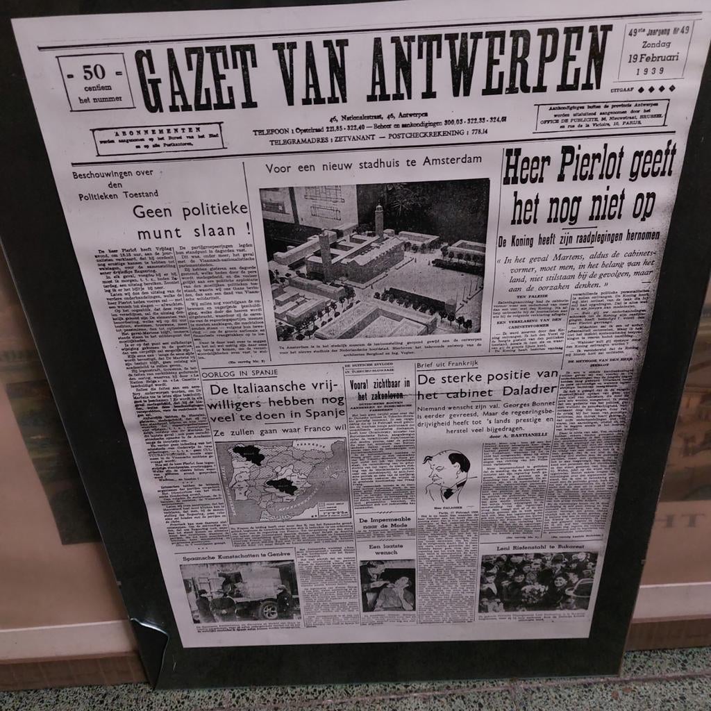 Oude krant uit 1939, Antiek en Kunst, Ophalen