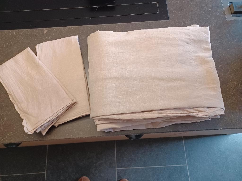 LINEN STORIES BRUINACHTIGE DEKBEDOVERTREK MET 2 KUSSENSLOPEN, Huis en Inrichting, Gebruikt, Overige kleuren, Dekbedovertrek, Tweepersoons