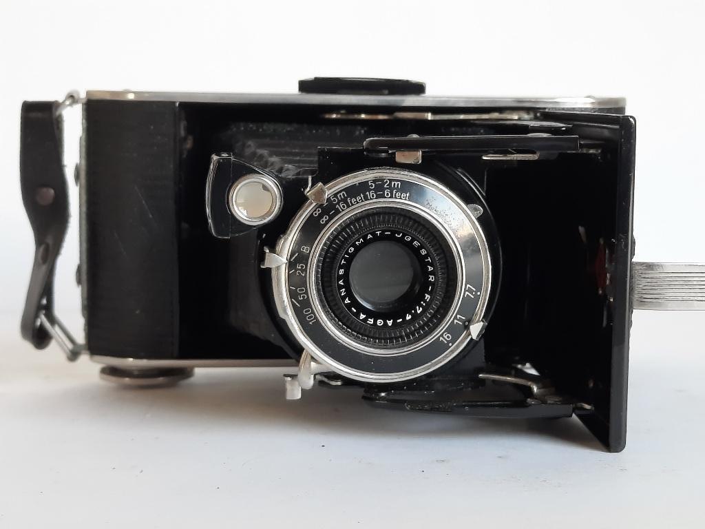 Foto Agfa Billy Record (Speedex) - vouwcamera + Lederen hoes, Ophalen, Gebruikt, Spiegelreflex, Overige Merken