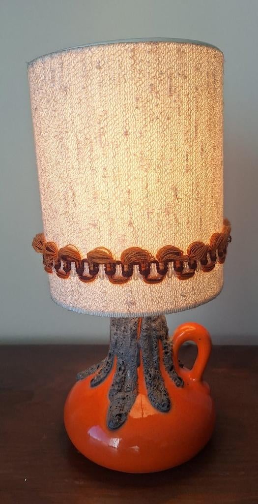 Vintage tafellamp in oranje keramiek – retro jaren 70 stijl, Enlèvement, Maison et Meubles